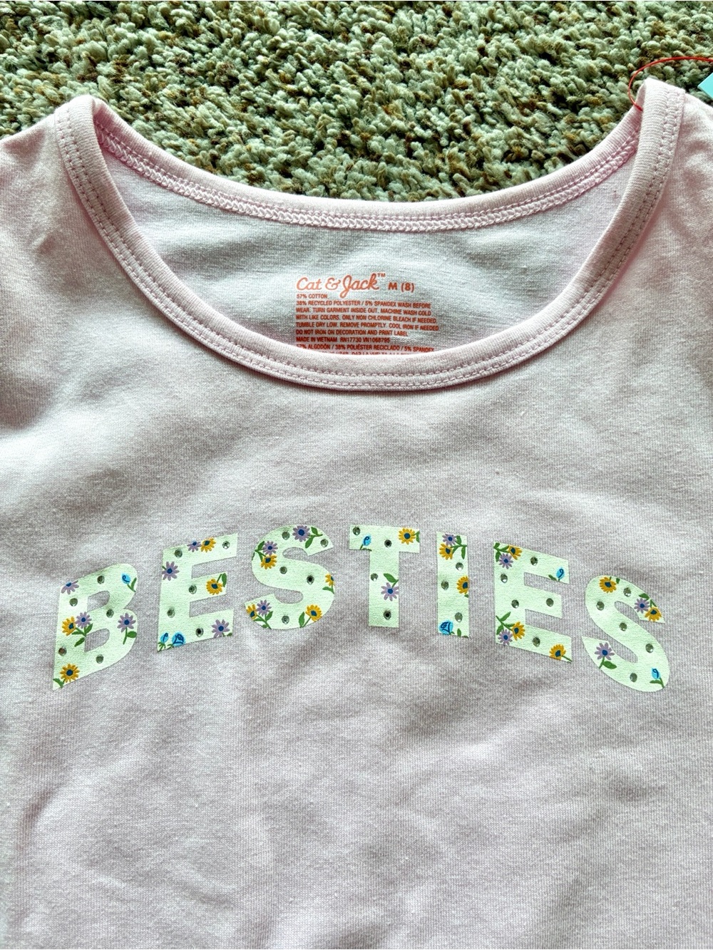 Cat & Jack Light Pink "Besties" Short Sleeve Tee